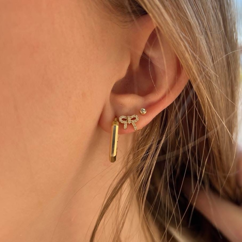Gold Bow Diamond Stud Earrings